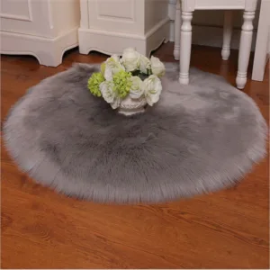 Round Soft Faux Sheepskin Fur Rugs For Bedroom Living Room Floor Plush
