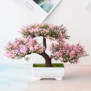 Artificial Plants Bonsai Small Tree Pot Fake Plant Flowers Potted Ornaments For Home Festival Wedding Decoration Accessories - Pink
