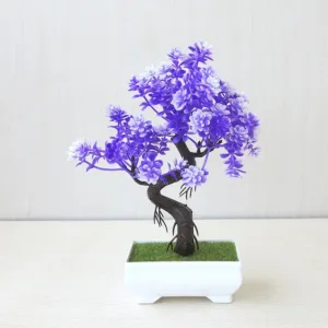 Artificial Plastic Plants Bonsai Small Tree Pot Potted Flower Home Table Decoration - C2