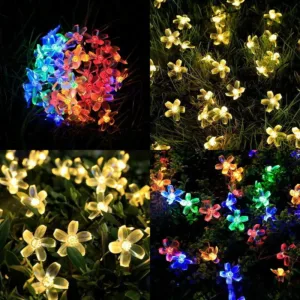 Leds Peach Sakura Flower Solar Lamp Power LED Decor For Outdoor