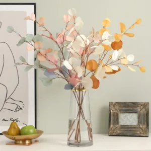 Autumn Artificial Eucalyptus Leaves Bouquets Fake Plants Silk Faux Apple Leaf Branches For Wedding Home Garden Decoration Wreath