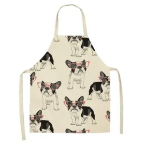 cotton and linen creative animal dog apron kitchen supplies - United States, White
