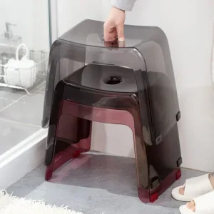 Oxblood Red Bathroom Furniture Plastic Stool Designer Antiskid Elderly Shower Bath Chair Seat For Adults