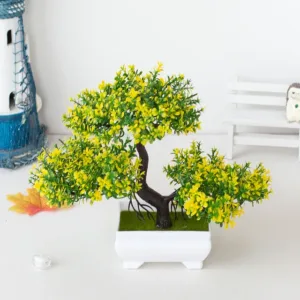 Artificial Plants Bonsai Small Tree Pot Fake Plant Flowers Potted Ornaments For Home Festival Wedding Decoration Accessories - Yellow