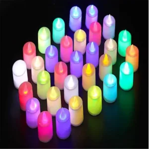 Candles Lights Battery Powered Coloful Flickering Romantic Candle For Birthday Party Wedding Decorations - colorful