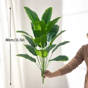 Large Tropical Palm Tree Fake Banana Plants Leaves Plastic Monstera Plant for Home Garden - 80cm 18Leaves