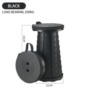 Folding Telescopic Stool Household Round Stable Structure Chair Lounge Furniture - Black