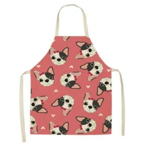 cotton and linen creative animal dog apron kitchen supplies - United States, Red