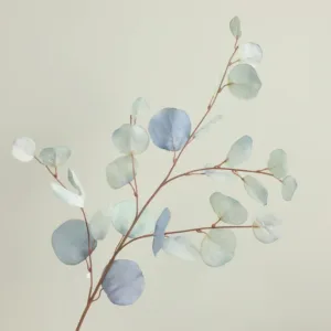 Autumn Artificial Eucalyptus Leaves Bouquets Fake Plants Silk Faux Apple Leaf Branches For Wedding Home Garden Decoration Wreath - light blue