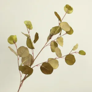 Autumn Artificial Eucalyptus Leaves Bouquets Fake Plants Silk Faux Apple Leaf Branches For Wedding Home Garden Decoration Wreath - Green