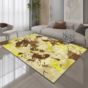 Japanese Light Luxury Living Room yellow Carpet Soft Waterable Bath Mat