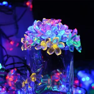 Leds Peach Sakura Flower Solar Lamp Power LED Decor For Outdoor - CHINA, Multicolor 52m, Telecontrol USB