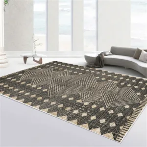 Black Abstract Printed Carpet Living Room Large Area Rugs